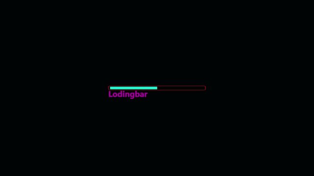 A dynamic loding animation, and glowing neon processing animation . on a black background. 4k