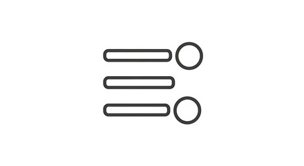 A simple icon of three horizontal lines and two circles on a white background