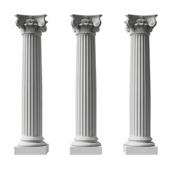 Elegant white columns historic architecture urban detail isolated on transparent background