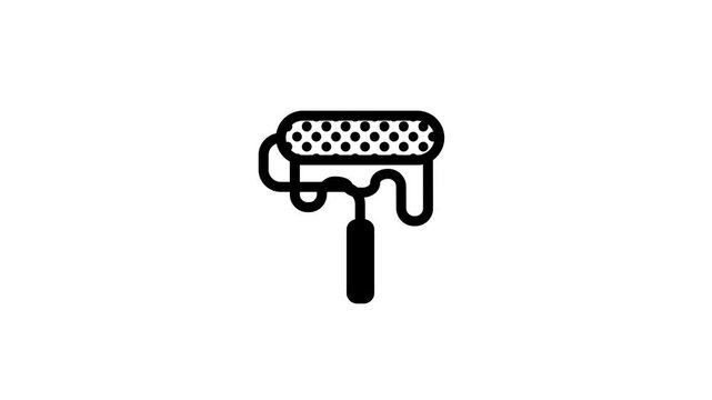 Simple Animated Paint Roller Icon Dripping Paint.