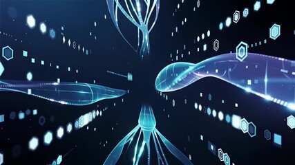 A futuristic digital technology video showcasing interconnected data streams and glowing network connections - Powered by Adobe