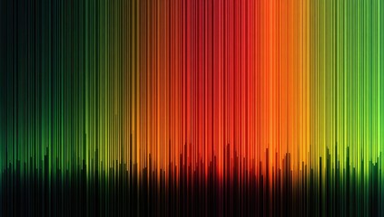 Abstract vertical lines forming a spectrum of colors from green to red