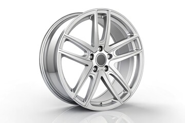 Obraz premium High Quality Silver Car Wheel on a Flat Surface in a Studio Setting