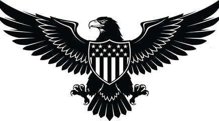 Obraz premium Black Eagle Shield Symbol Graphic Design Element Shield Emblem