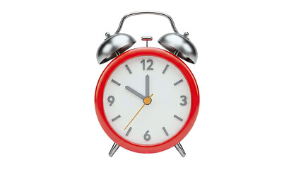 Red Alarm Clock Showing 10:00 on White Background