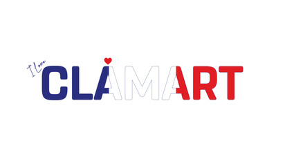 Fototapeta premium I love Clamart, Typographic design of I love Clamart on a white background, Flag typography of Clamart with heart, Vector design of Clamart city, I love FRANCE, Flag typography of France