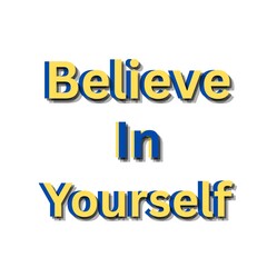 Believe In Yourself Font, Simple Font and Unique Style, Yellow and Blue Color Font, White Background, Believe In Yourself Lettering