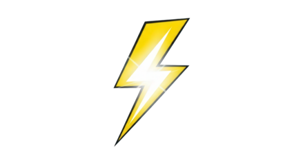 Vibrant yellow lightning bolt on black background