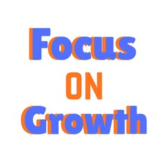 Focus On Growth Font, Simple Font and Unique Style, Blue and Orange Color Font, White Background, Focus On Growth Lettering