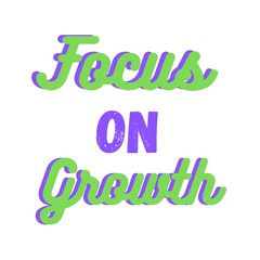 Focus On Growth Font, Simple Font and Unique Style, Green and Purple Color Font, White Background, Focus On Growth Lettering