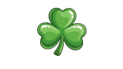 Lucky green clover with heart shaped leaves on black background