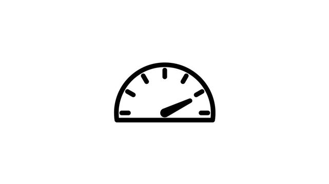 Simple Speedometer Gauge Animation on White Background.