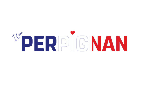 I love Perpignan, Typographic design of I love Perpignan on a white background, Flag typography of Perpignan with heart, Vector design of Perpignan city of France, I love FRANCE, Flag typography of Fr