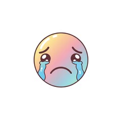 Fototapeta premium Cute sad emoticon with crying expression and tears. Represents sadness, disappointment, and emotional feeling. Perfect for messaging, stickers, social media, and emotional illustrations.