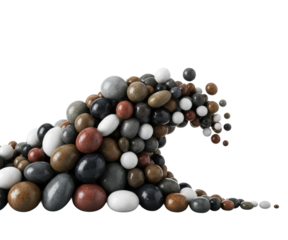 Dynamic stone wave formation abstract creative viewpoint isolated on transparent background