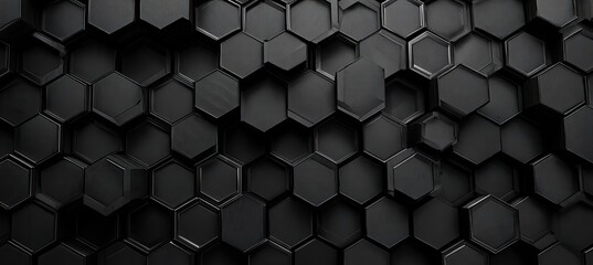 Dark, textured 3D background of repeating hexagonal shapes, some raised