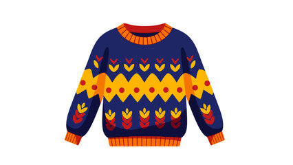 Cozy Fair Isle Sweater with Red and Yellow Geometric Pattern, Perfect for Winter Fashion