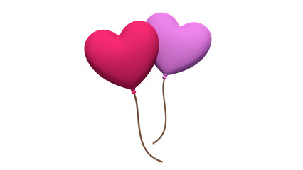 Heart Shaped Balloons 3D Illustration Romantic Love and Wedding Celebration Icon Isolated on PNG Background