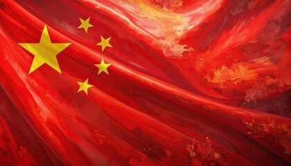 The national flag of China features a red field with five yellow stars in the top left corner, symbolizing the unity of the Chinese people. The bold colors, iconic layout represent national identity.
