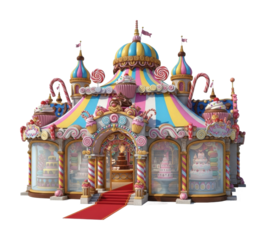 Festive candy shop display candyland digital colorful whimsical isolated on transparent background