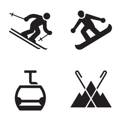 Modern ski resort gondola icon for mountain transportation
