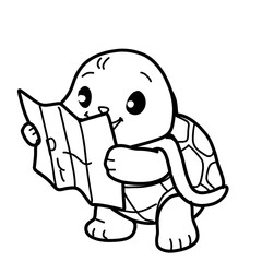 Cute Turtle Line Drawing Coloring Page