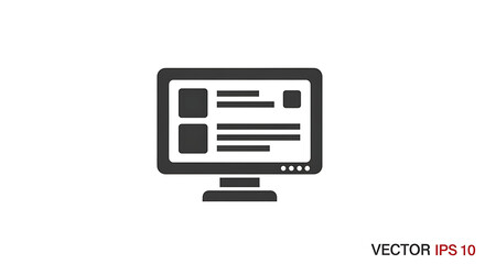 A simple black and white illustration of a computer monitor on a plain background with a vector label