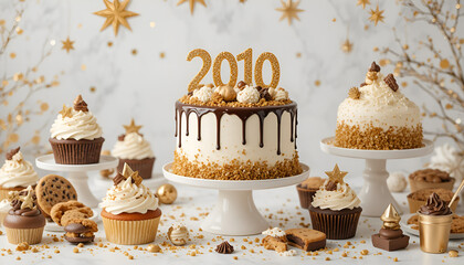 set of cupcakes with icing