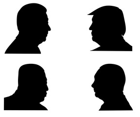 Presidens head sillhouette icon vector on white background,set president head sillhouette image, president head on black illustration,president heads silinder stock vector 