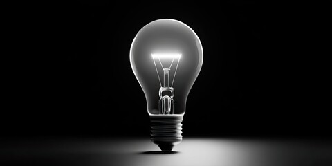 A glowing light bulb centered on a dark background, reflecting a creative, bright, new idea