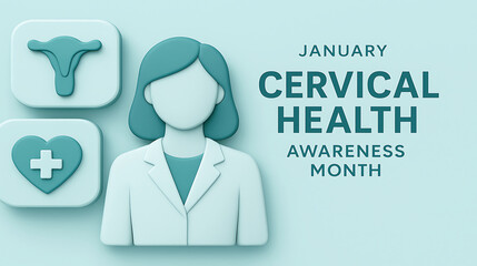 January cervical health awareness month doctor illustration