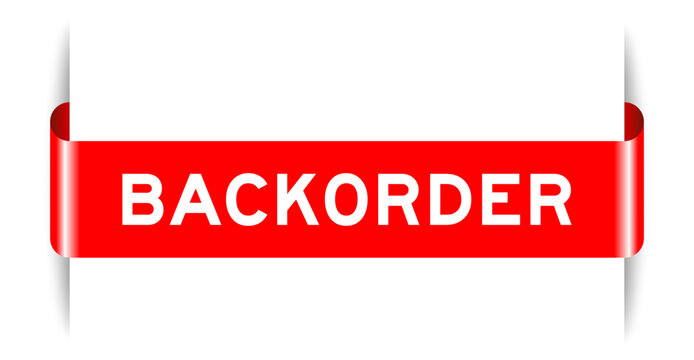 Red color inserted label banner with word backorder on white background