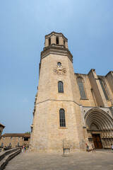 Gerona, Spain - August 18, 2025: Cathedral of Saint Mary in Girona