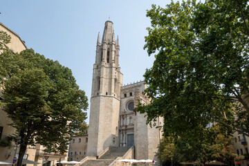 Gerona, Spain - August 18, 2025: The Collegiate Church of St. Felix