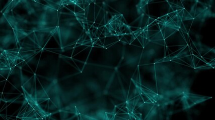 Dynamic teal network connections abstract background with glowing nodes and lines representing data flow and digital communication concepts for technology and science projects