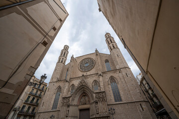 Barcelona, Spain - August 19, 2025: Church of Santa Maria del Mar