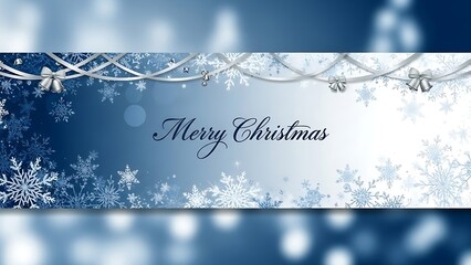 Blue winter holiday background design with snowflakes, merry Christmas, and new year decoration vector illustration