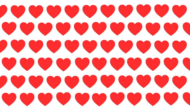 Symetryczny wz&oacute;r tapeta z czerwonymi sercami na białym tle, romantyczna tekstura walentynkowa, tło z symbolami miłości, papier do pakowania prezent&oacute;w