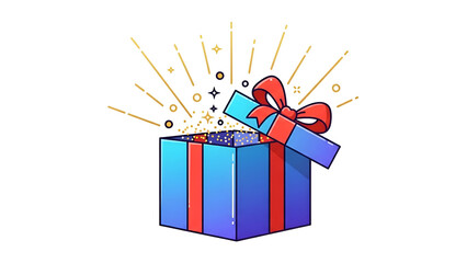 Open gift box with sparkles
