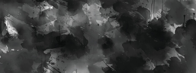 Dark Foggy Abstract Background with Ink Wash and Dreamy Atmosphere