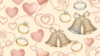 Celebratory wedding rings and bells