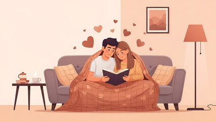 Couple enjoying a cozy reading session