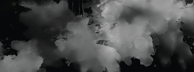 Grayscale Watercolor Abstract Texture with Cloudy Wash and Organic Flow