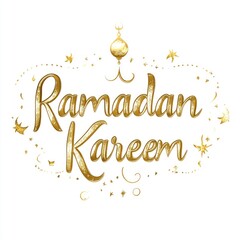 Elegant Ramadan Kareem greeting with golden decorations and stars