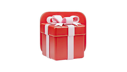 Red Gift Box with Pink Bow Icon