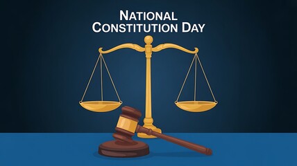 National Constitution Day with scales of justice and gavel