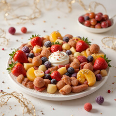 fruit salad with strawberries and kiwi