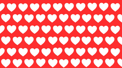 Białe serca na czerwonym tle - symetryczny wzór walentynkowy, papier do pakowania prezentów na dzień świętego Walentego