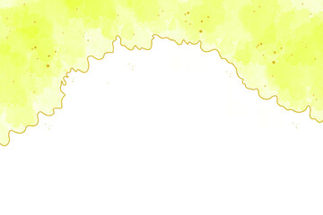 Fototapeta premium Abstract Lime Yellow Watercolor Arch Border with Gold Outline on Transparent Background