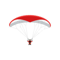 Paragliding Adventure with Red Parachute in Flight.